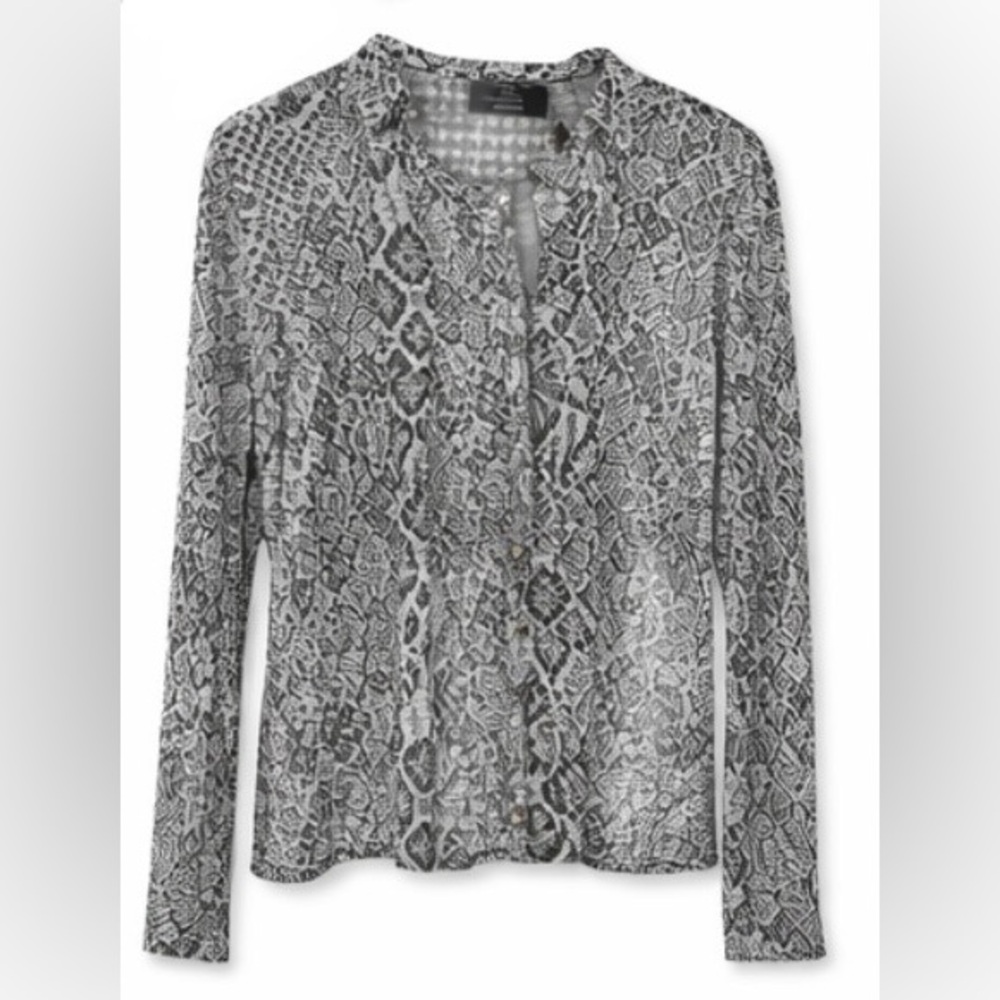 Tahari Black and Gray Snakeskin Blouse